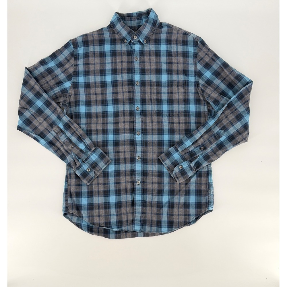 J.Crew Mens Blue Grey Plaid Cotton Button Down Shirt Size M 47166 FA12 - Picture 2 of 10